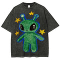 Cute Alien Unisex Vintage Washed Tee, Unisex Vintage Washed Tee, Vintage Coloful Tee - Oversized Shirt - Natural & Animal Planet Unisex Streetwear