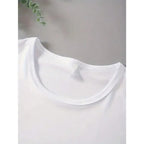Women's Casual Round Neck Short Sleeve T-Shirt Featuring White Easter Bunny with Pink Bow and Colorful Swirls Perfect for Spring Festival and Holiday Celebrations