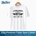 【BlueMere】 230G Heavyweight 100% Pure Cotton Men's Letter Printed Round Neck Short Sleeve Casual Slim Fit T-Shirt Ultra-Soft Breathable Eco-DTG