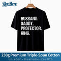 BlueMere 230G Heavyweight 100% Pure Cotton Men's Casual Slogan Letter Print Round Neck Short Sleeve T-Shirt, Summer