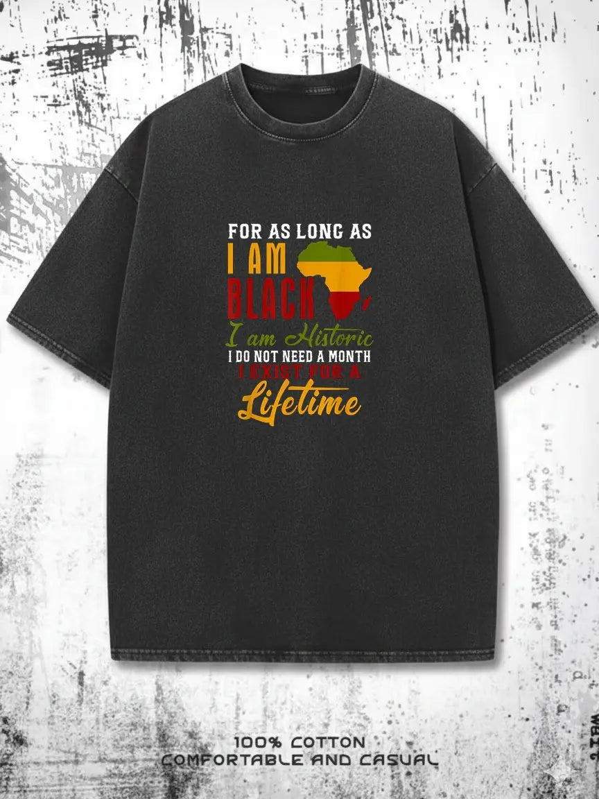 [Black History, T-Shirt] Black History Month Celebrations Bold Graphic Design I Am Black History Men's Cotton T-Shirt | Short Sleeve, Crew Neck, Casual & Comfortable Fit, Plus Sizes