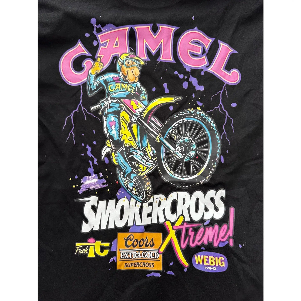 SmokerCross Xtreme Neon Motocross Graphic Tee, Retro 90s Dirt Bike Motorcycle Racing Shirt, Streetwear for Men & Perfect Gift Idea