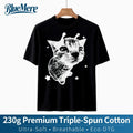 【BlueMere】230G Heavyweight Pure Cotton Y2K Alien Cat Meme Retro Silly Cat Vintage Kitty Funny Graphic T Shirt Perfect Gift for Men and Women